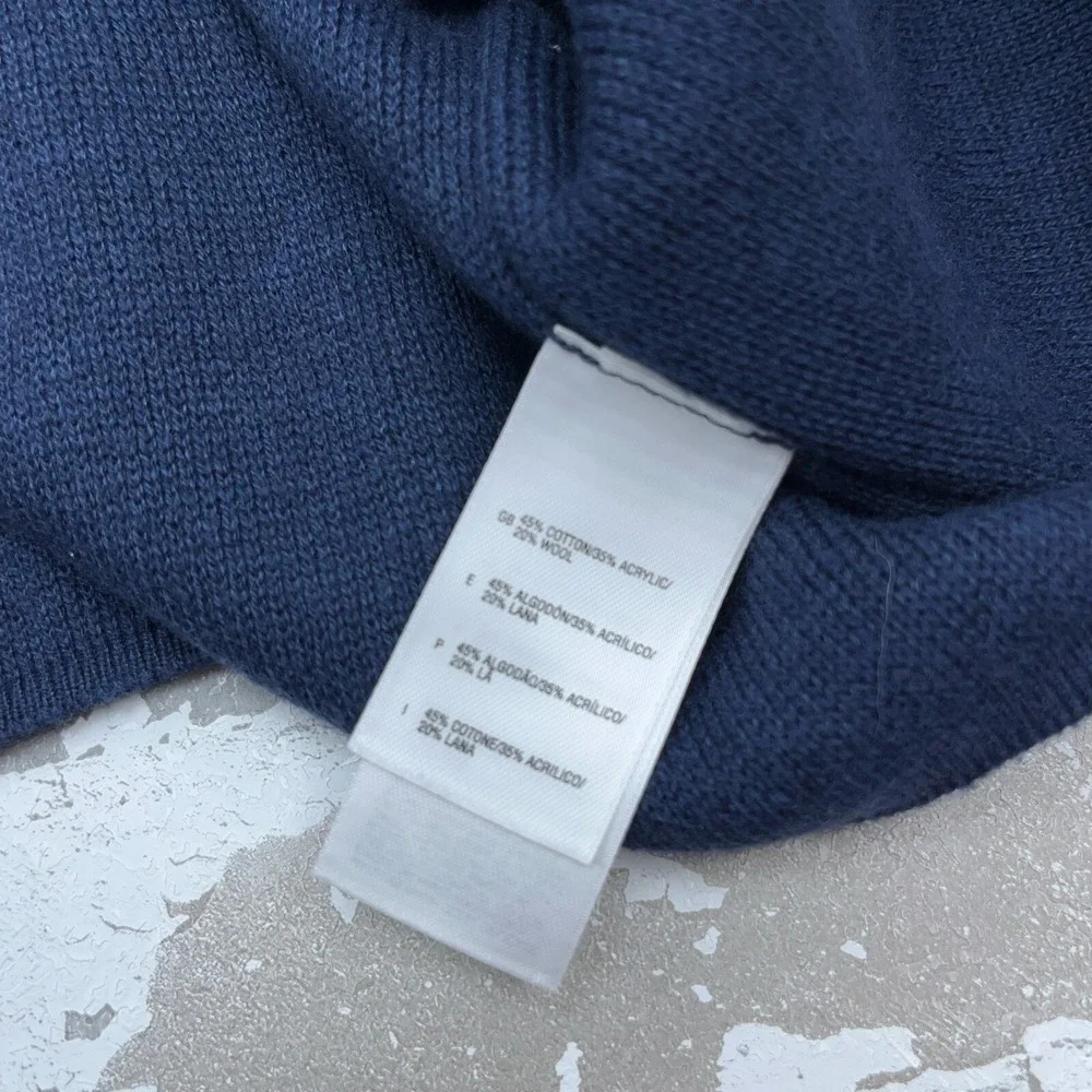 North Face Sweater Men Medium Blue Pullover Quarter Zip Micro‎ Fleece Lined Navy